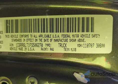 2015 Ram 1500 Lone Star из США, поврежденный, VIN 1C6RR6LT1FS506270